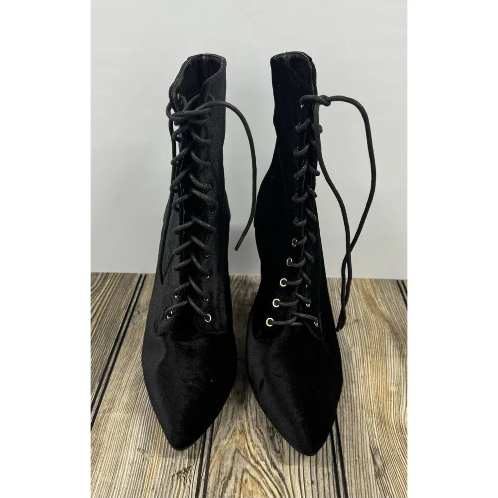 Glamour Chic Women's Boots Velvet  Pointy Toe SZ 9